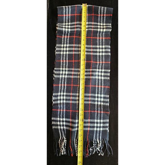 BURBERRYs of London 100% Lambswool Blue & Red Scarf Nova Check Vintage (2) - Picture 6 of 8